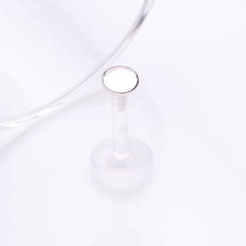 Detail View 1 of 14 Karat White Gold Round Disc Top Bio-Flex Labret